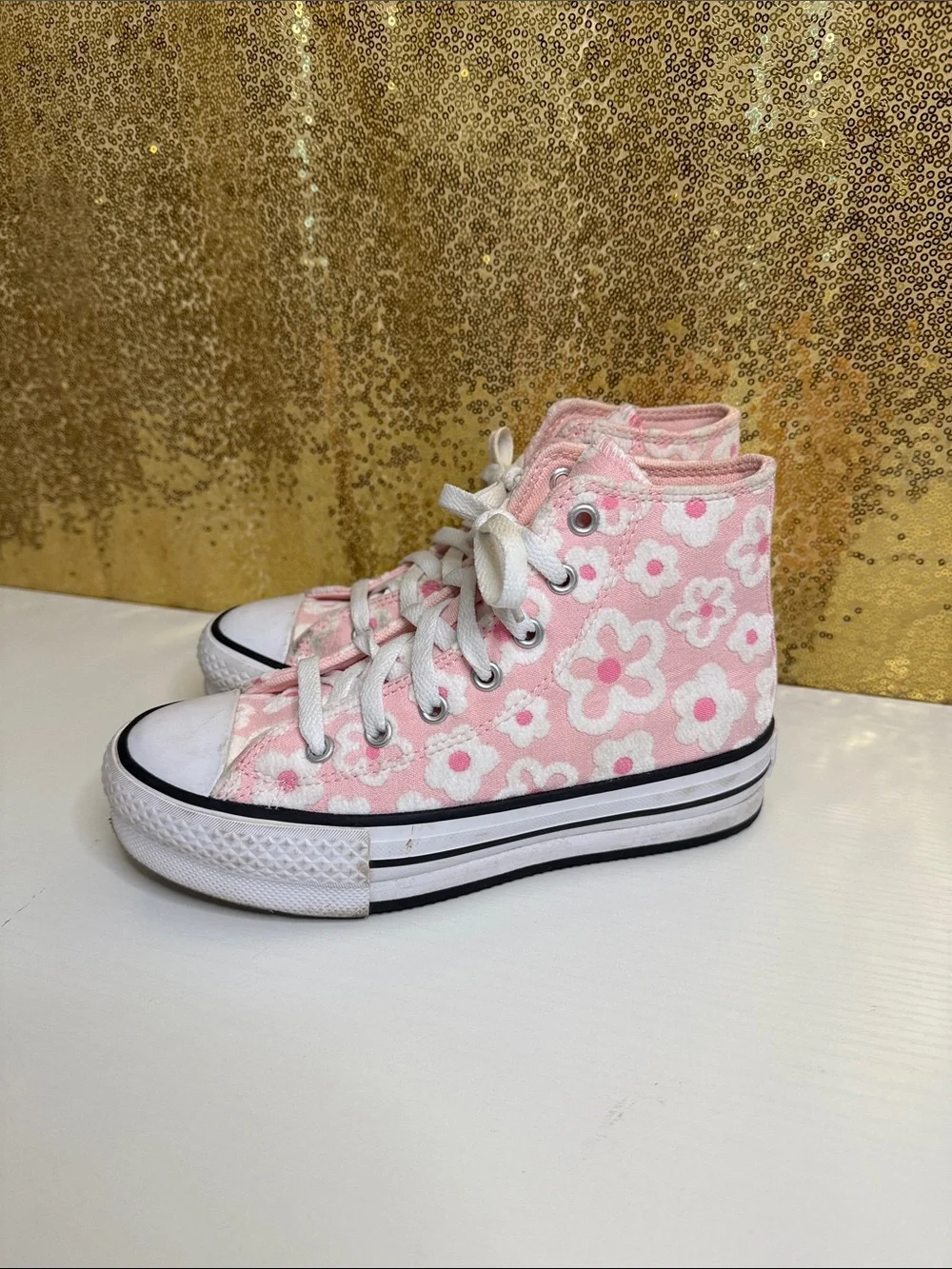 Converse Pink Floral High-Top Sneakers
